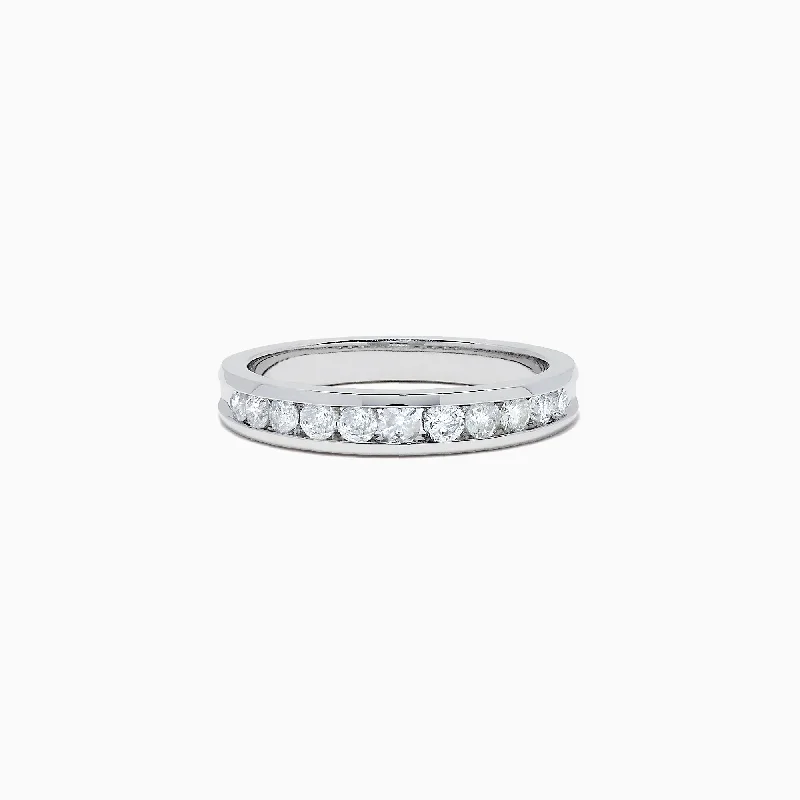 Bridal 14K White Gold Channel Set Diamond Band, 0.49 TCW