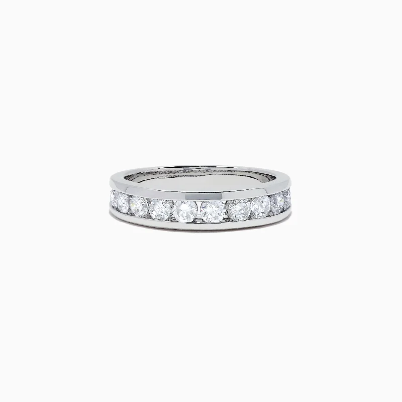 Bridal 14K White Gold Channel Set Diamond Band, 0.98 TCW