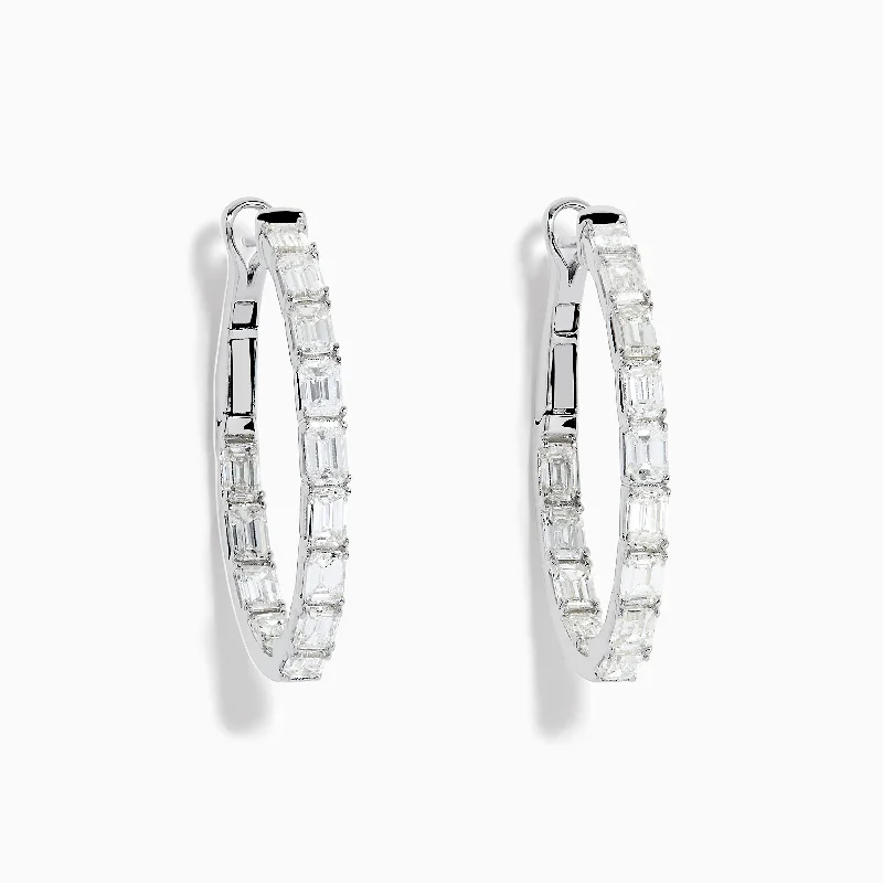 Classique 14K White Gold Diamond Hoop Earrings