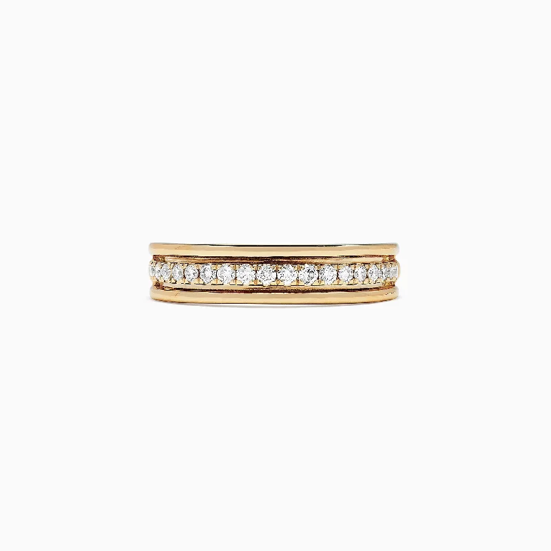 D'Oro 14K Yellow Gold Diamond Band, 0.25 TCW