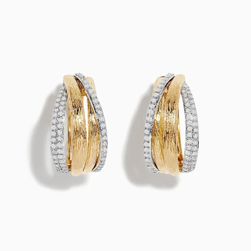 Duo 14K Two-Tone Gold Diamond Hoop Earrings