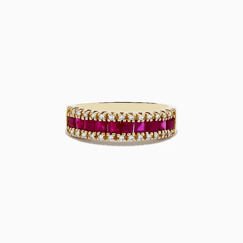 Ruby Royal 14K Yellow Gold Princess Cut Ruby Band, 1.46 TCW