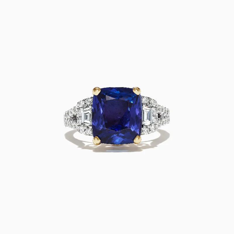 Limited Edition 18K Two Tone Gold Tanzanite and Diamond Ring, 4.52 TCW