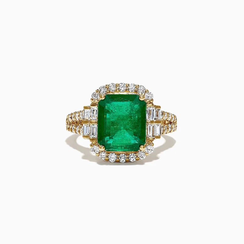 Limited Edition 18K Yellow Gold Emerald and Diamond Ring, 4.87 TCW