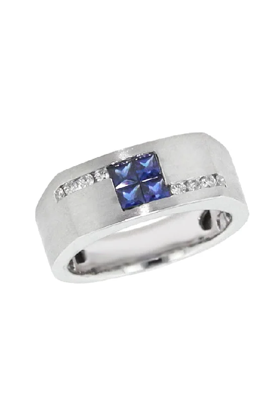 Men's Sapphire and Diamond Ring, 0.98 TCW