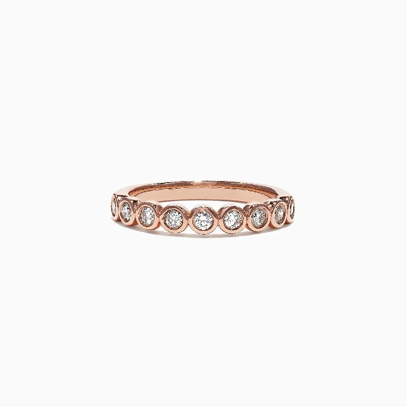 Pave Rose 14K Rose Gold Bezel Set Diamond Band , 0.35 TCW