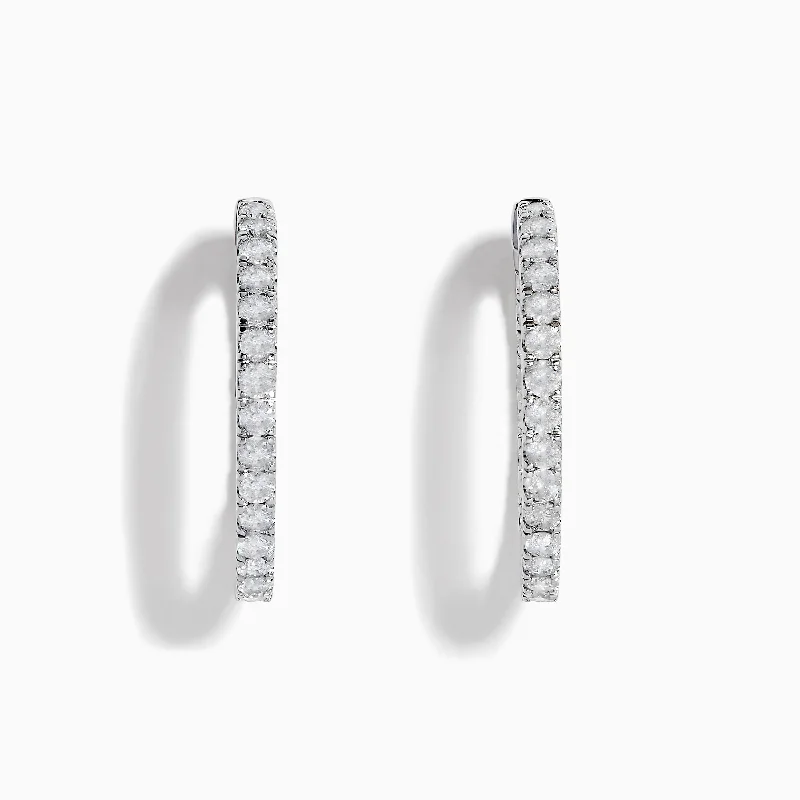 Pave Classica 14K White Gold 1" Diamond Inside-Out Hoop Earrings 1.96 TCW