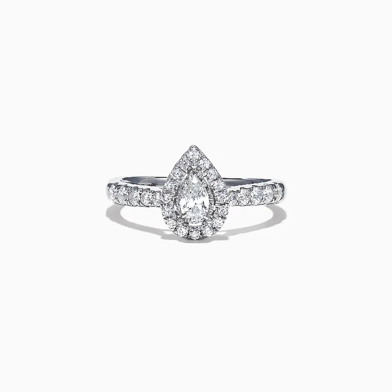 Pave Classica 14K White Gold Pear Shaped Diamond Halo Ring, 0.41 TCW