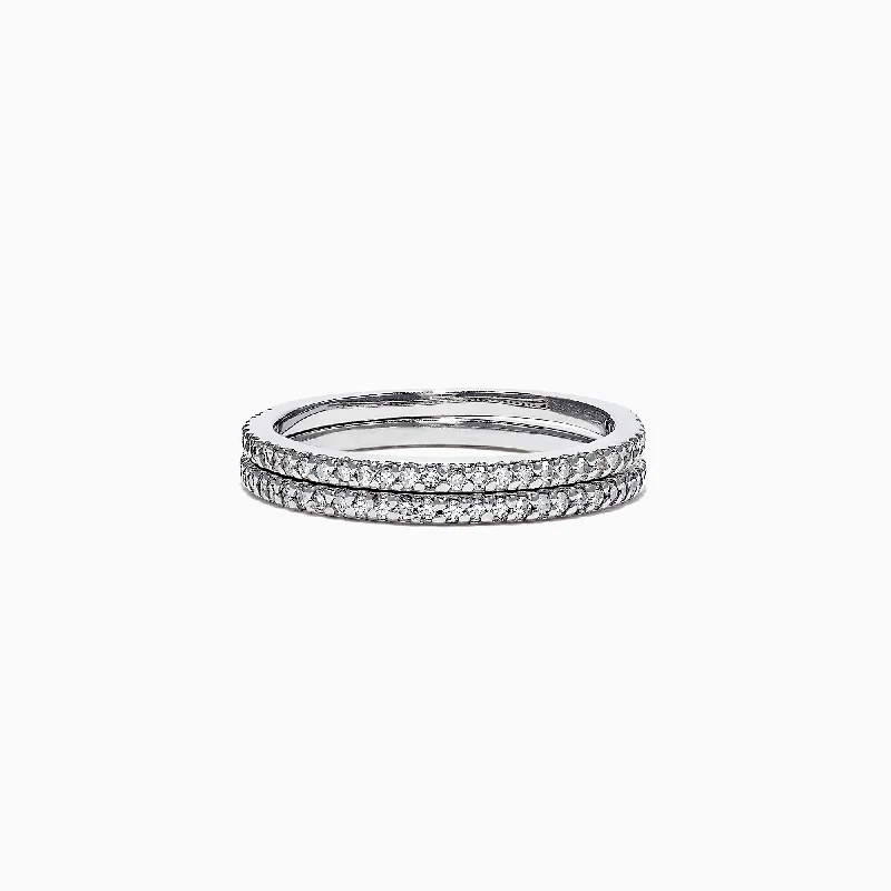 Pave Classica 14K White Gold Diamond Band Set, 0.36 TCW