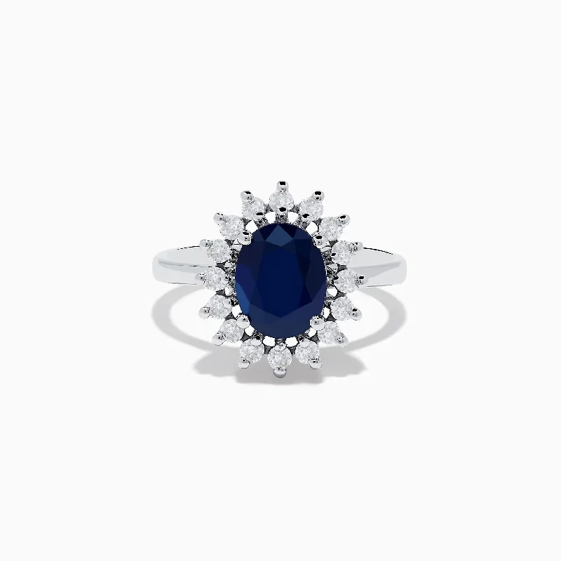 14K White Gold Blue Sapphire and Diamond Ring, 2.29 TCW