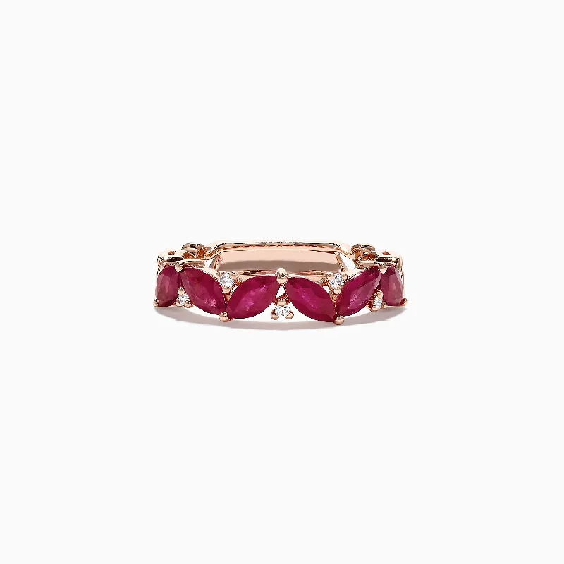 Ruby Royale 14K Rose Gold Ruby and Diamond Ring, 2.04 TCW