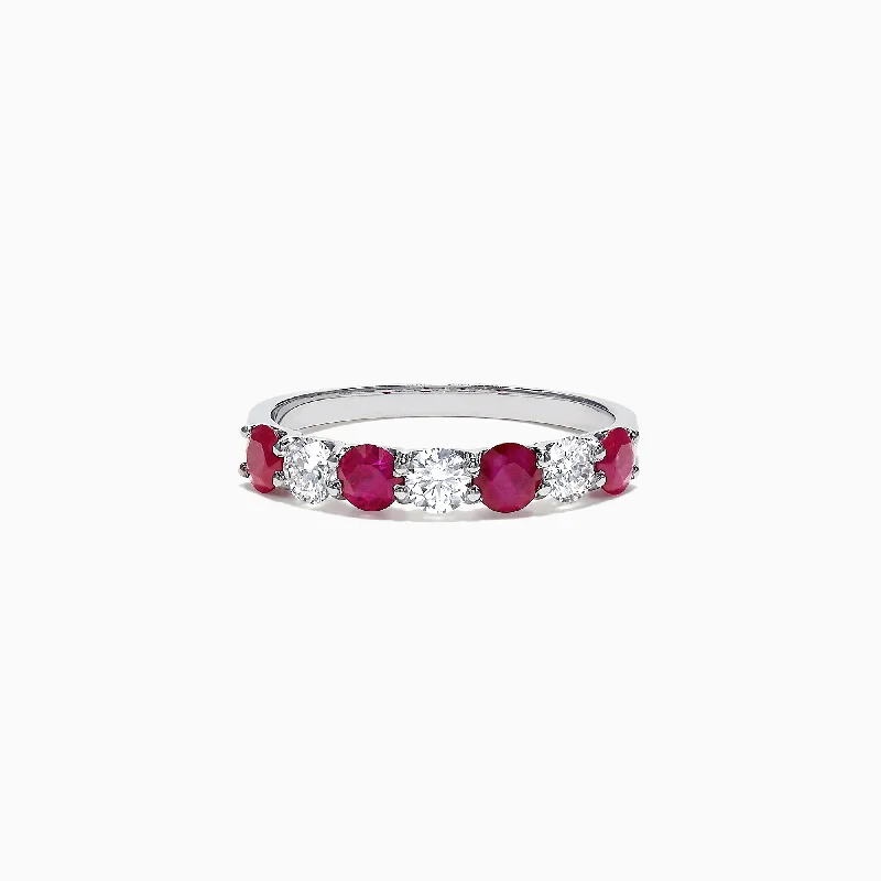 Ruby Royale 14K White Gold Ruby and Diamond Stacking Band, 1.39 TCW