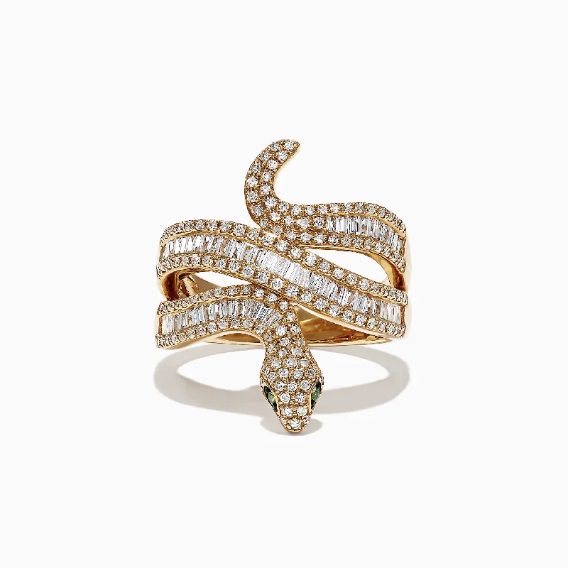 Safari 14K Yellow Gold Diamond Snake Ring, 0.95 TCW