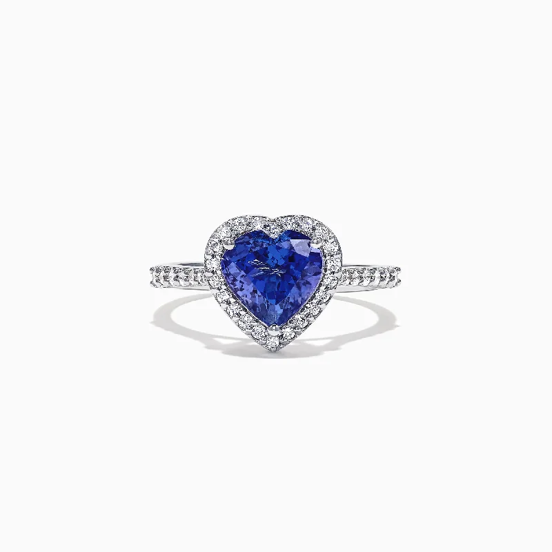 Nahla Siri 14K White Gold Tanzanite and Diamond Heart Ring, 2.38 TCW