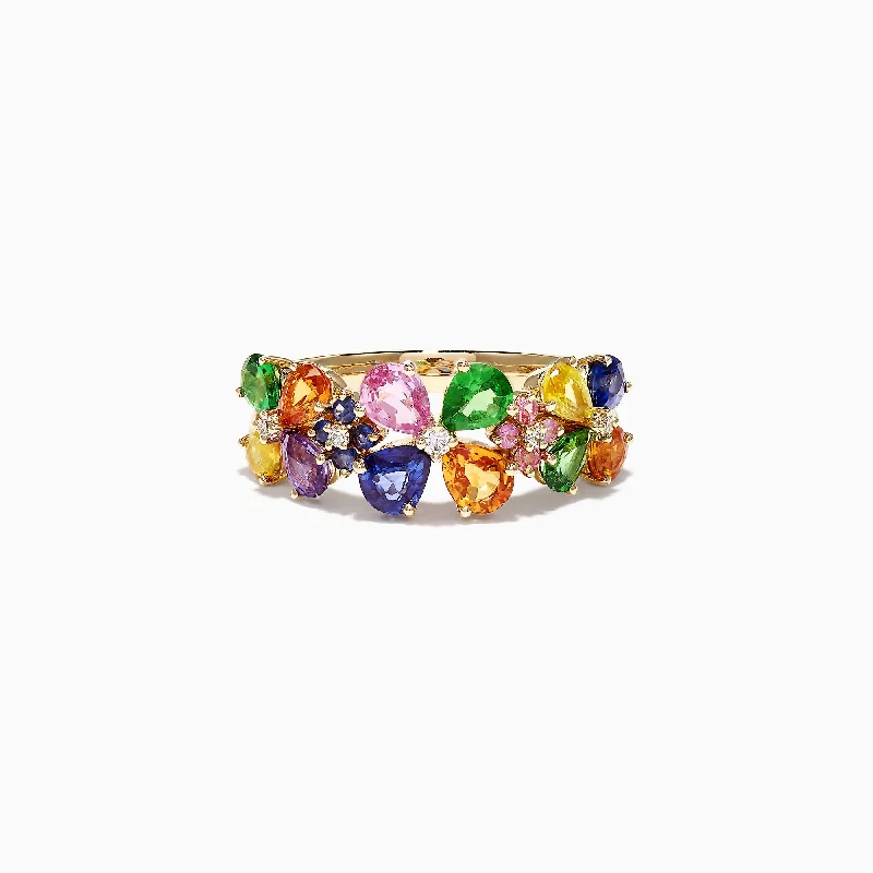 Watercolors 14K Yellow Gold Multi Sapphire & Diamond Ring, 2.43 TCW