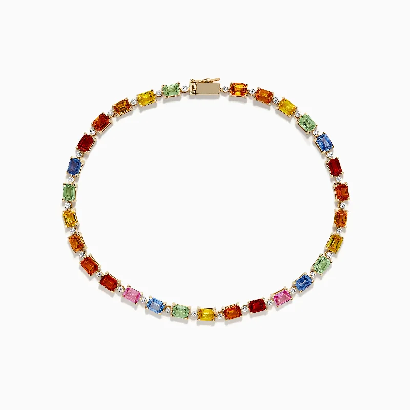 Watercolors 14K Yellow Multi Sapphire and Diamond Tennis Bracelet