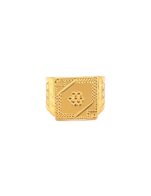 Embossed Gold Men's Ring 22 Karat