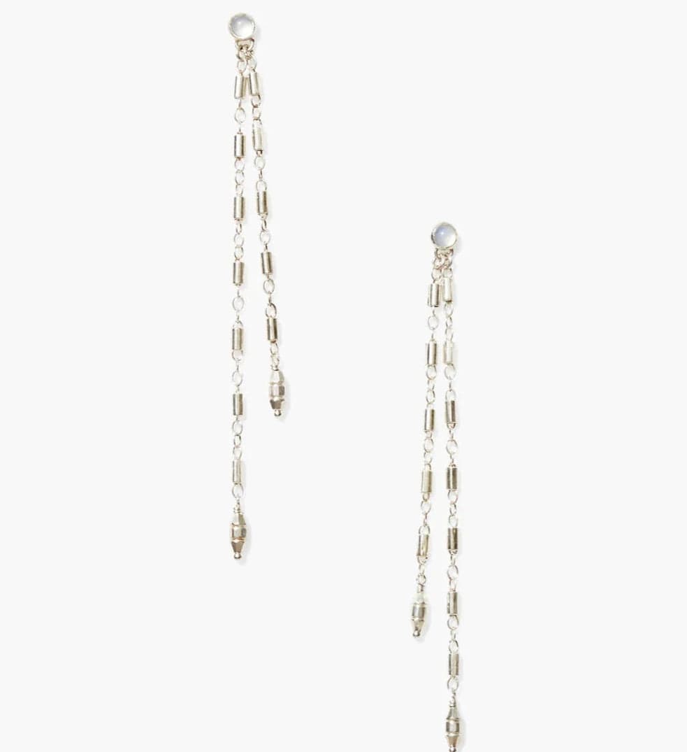 Suleyma Drop Earrings Silver with Moonstone