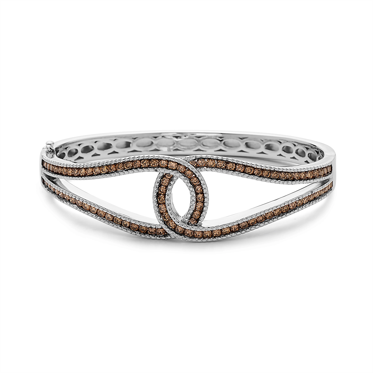 Estate Charles Krypell Sterling Double C Bracelet with Brown Diamonds