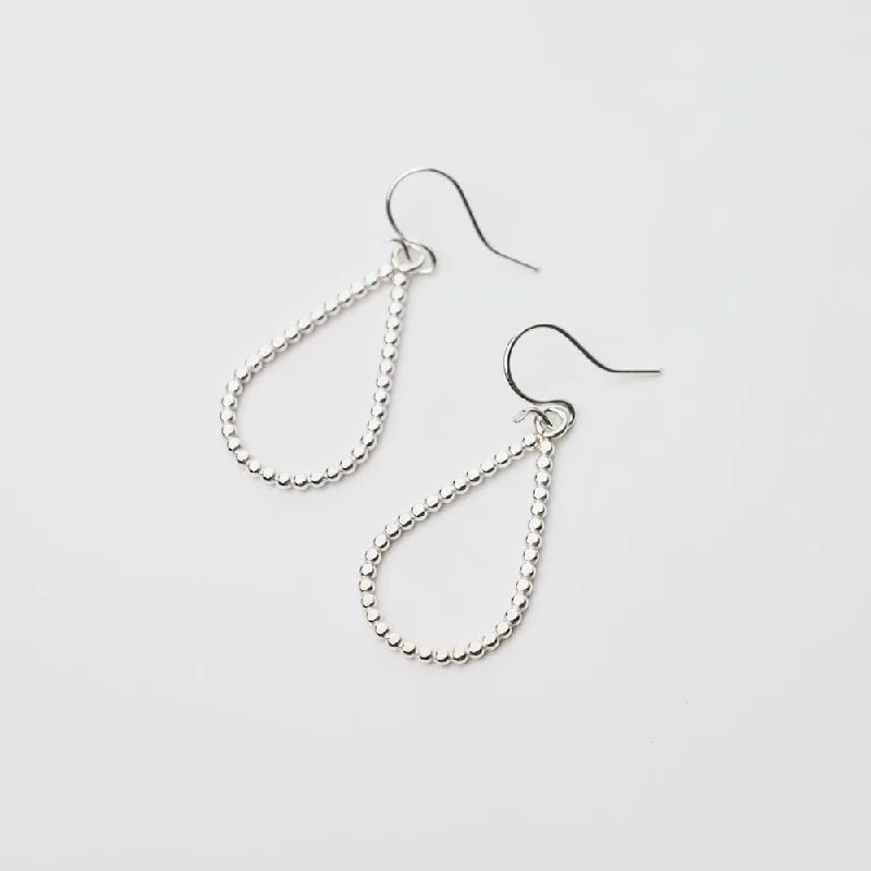 Sterling Silver Smashed Bead Teardrop Earrings