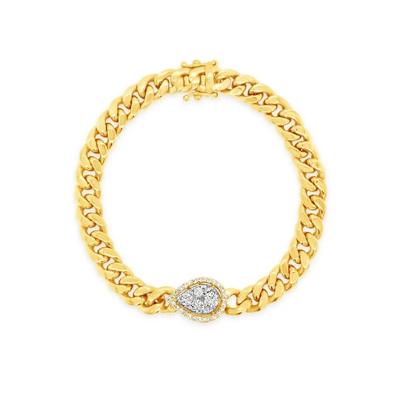 Flat Link Diamond Pear Bracelet