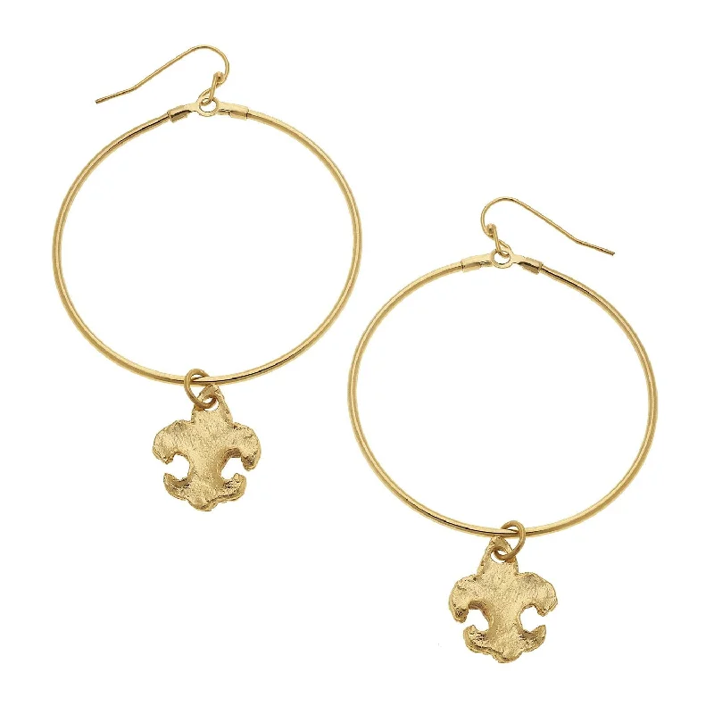 Fleur-de-lis Drop Hoops