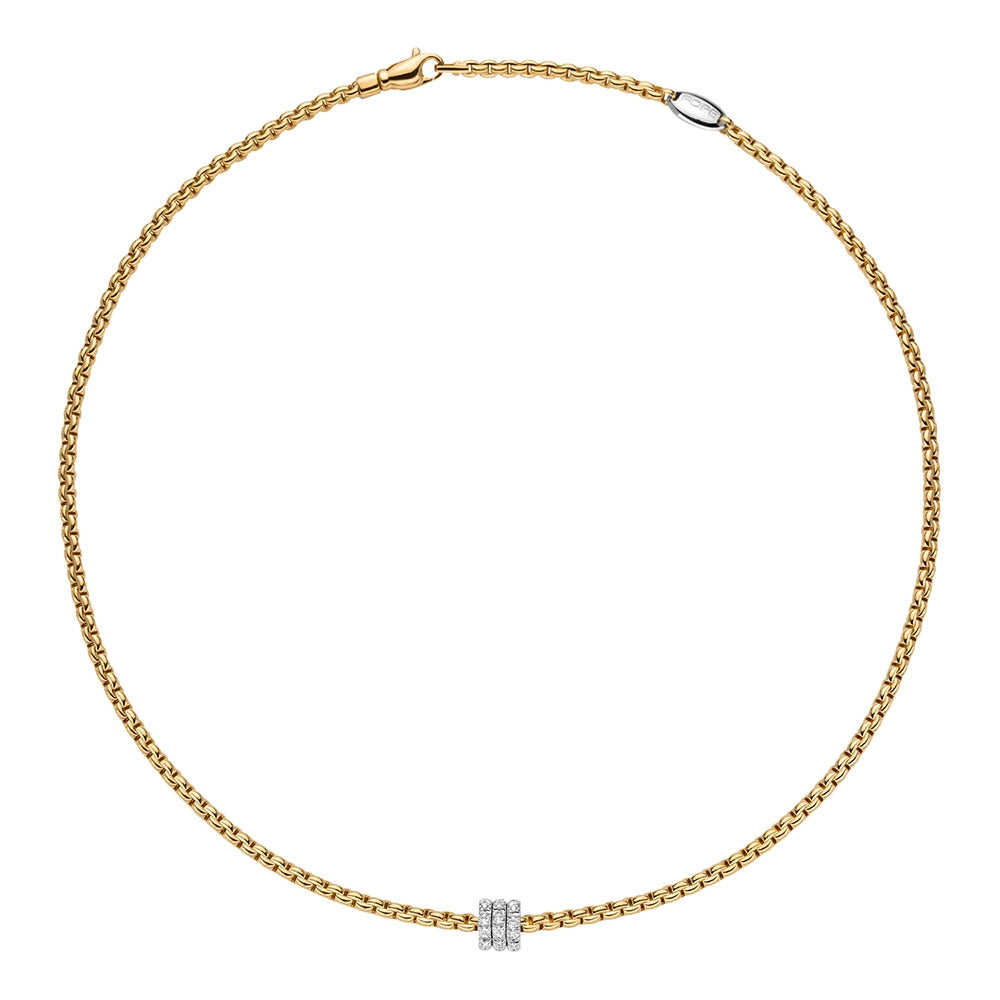 FOPE 18K Yellow Gold Eka Tiny Collection Diamond Necklace, 17 inch