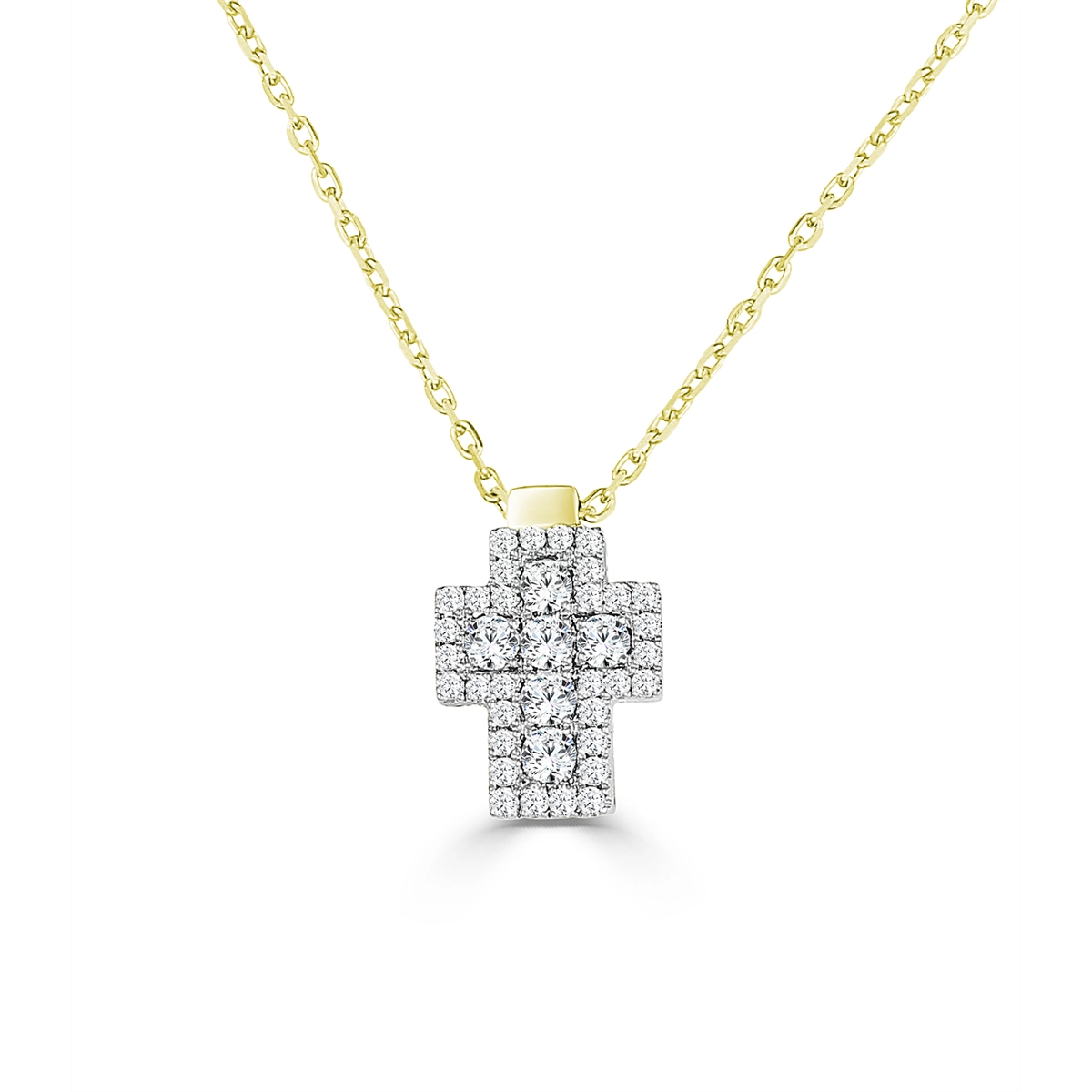 Frederic Sage 14K White and Yellow Gold Firenze Diamond Cross Pendant Necklace