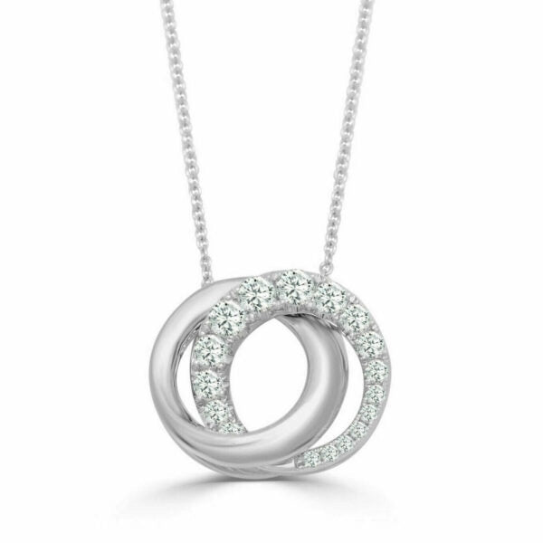 Frederic Sage 14K White Gold Interlocking Circles Diamond Pendant Necklace