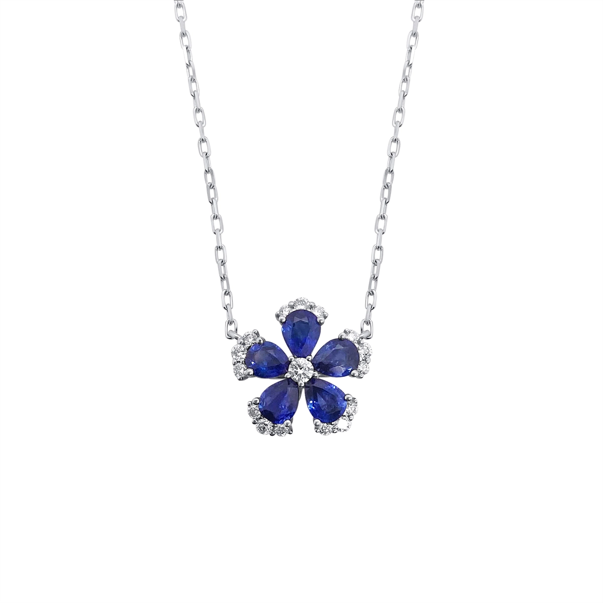 Frederic Sage 14K White Gold Sapphire and Diamond Necklace