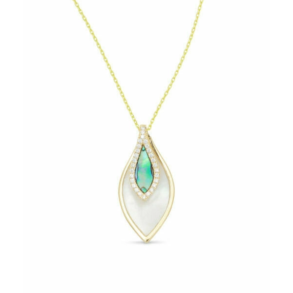 Frederic Sage 14K Yellow Gold Abalone, MOP and Diamond Venus Double Drop Pendant Necklace