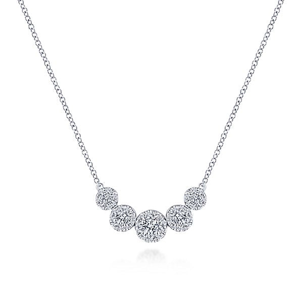 Gabriel & Co. 14K White Gold Round Diamond Halo Necklace