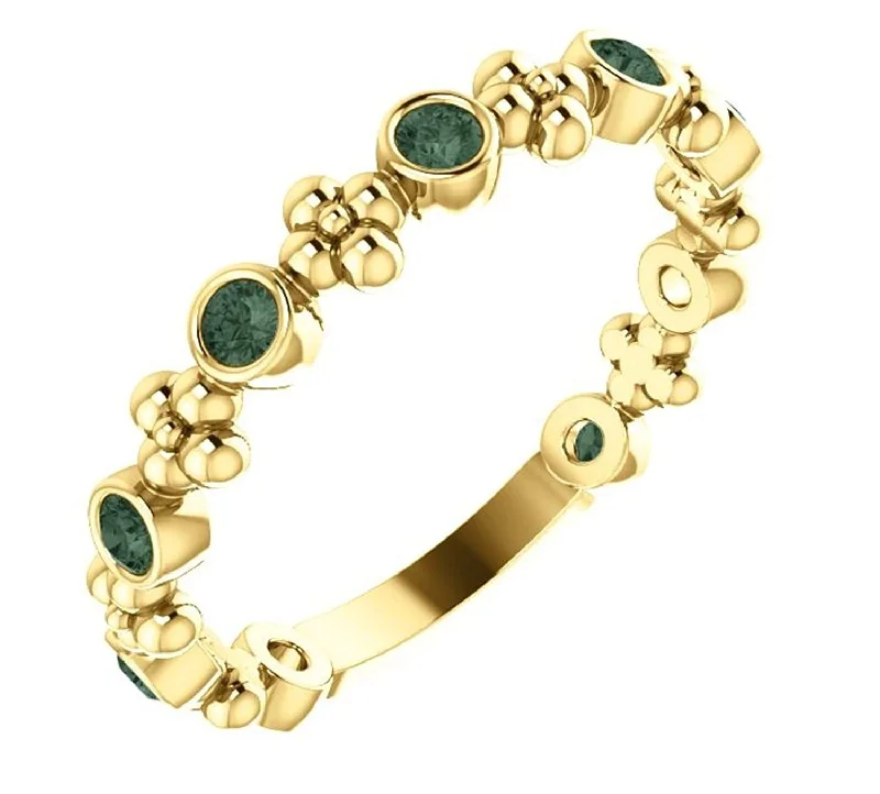 Genuine Alexandrite Beaded Ring, 14k Yellow Gold (4.25)