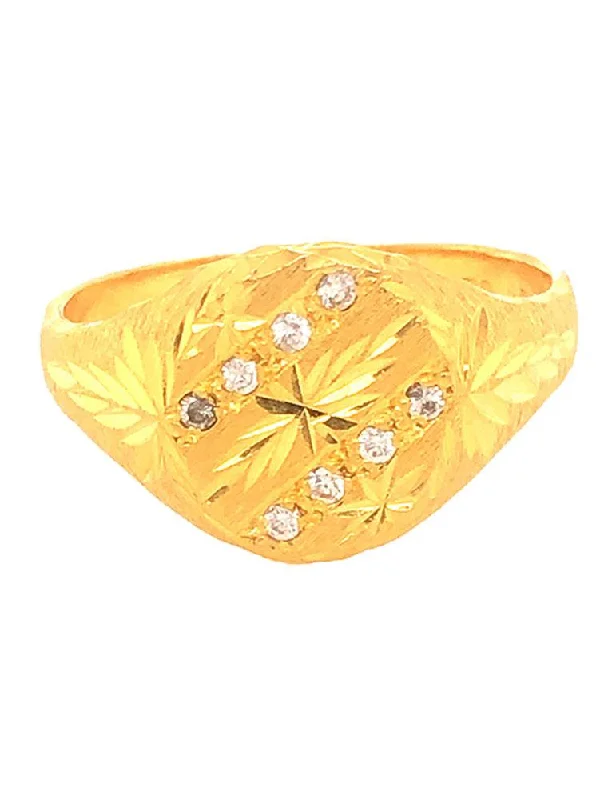 Gold Ring 22 Karat With Cubic Zirconia