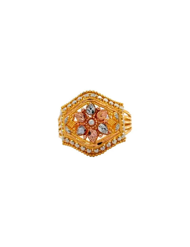 Gold Three-Tone Ring 22 Karat