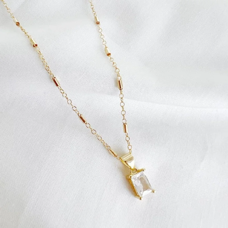 Goldie Clear Cz Pendant Necklace Gold Filled