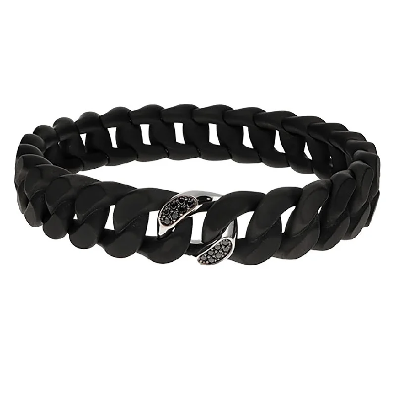 Groumette Black Matte Ceramic Bracelet with 1 Black Diamond Link