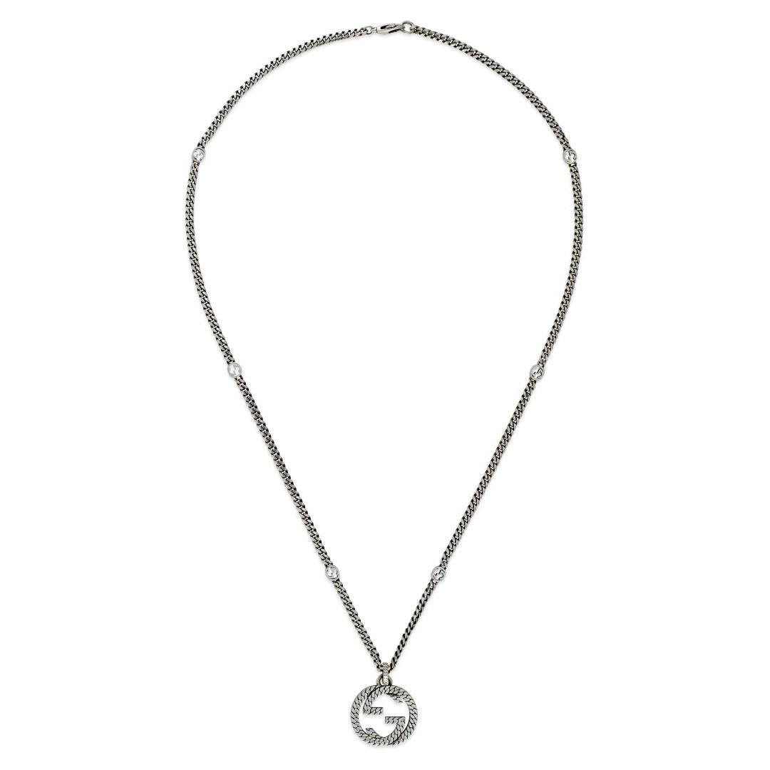 Gucci Sterling Silver Interlocking G Necklace with GG Pendant