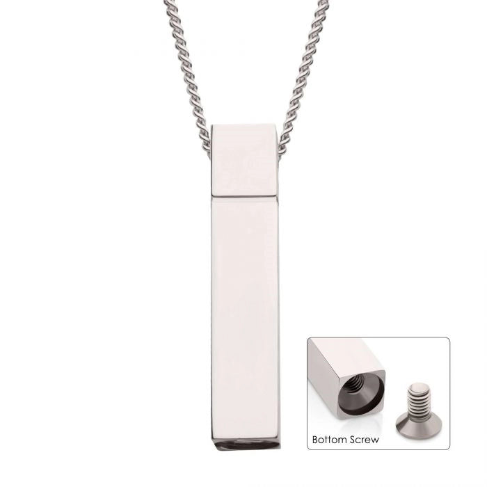 Inox Sterling Silver Engravable Ash Holder Pendant Necklace