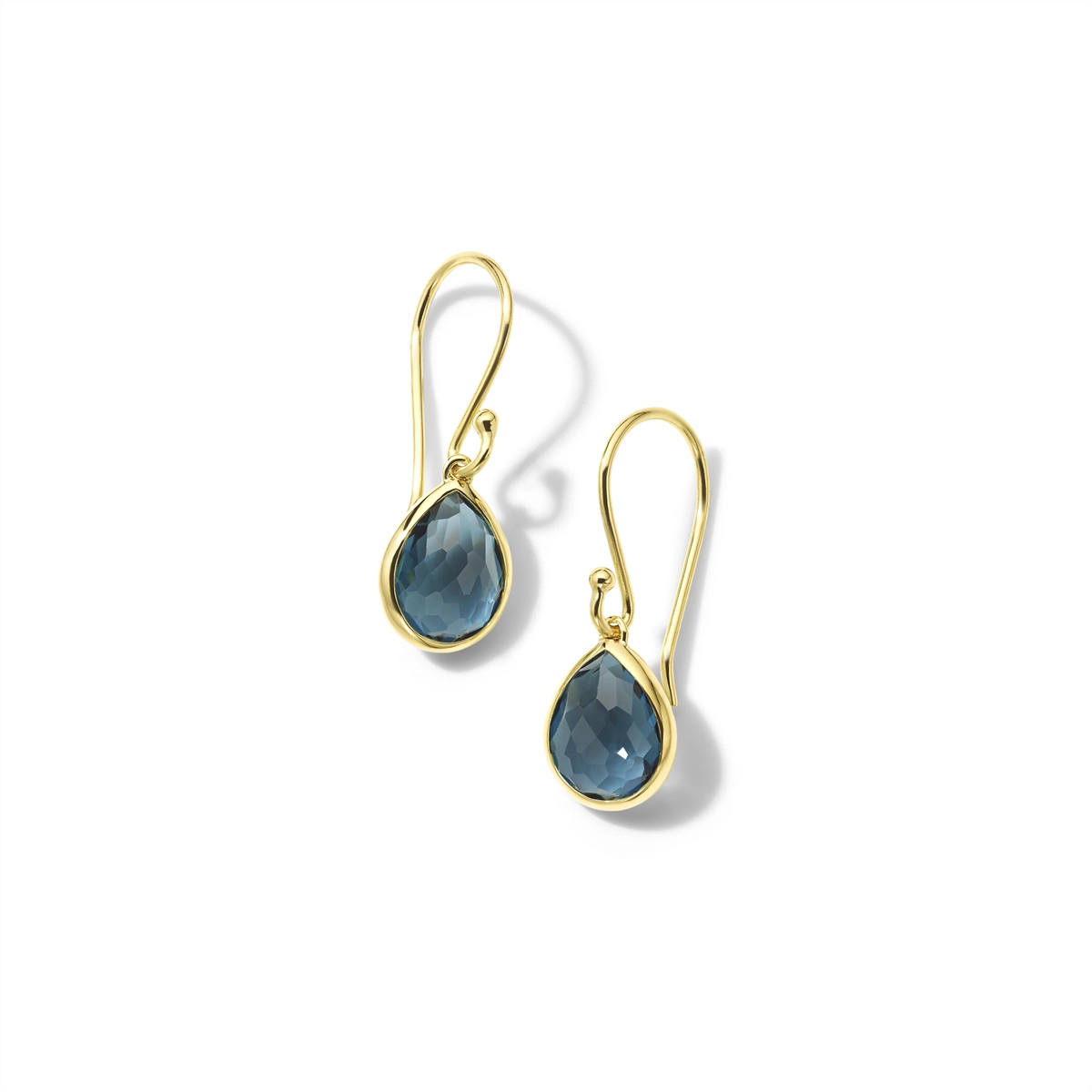 Ippolita 18K Yellow Gold Rock Candy Teeny Teardrop Earrings in London Blue Topaz