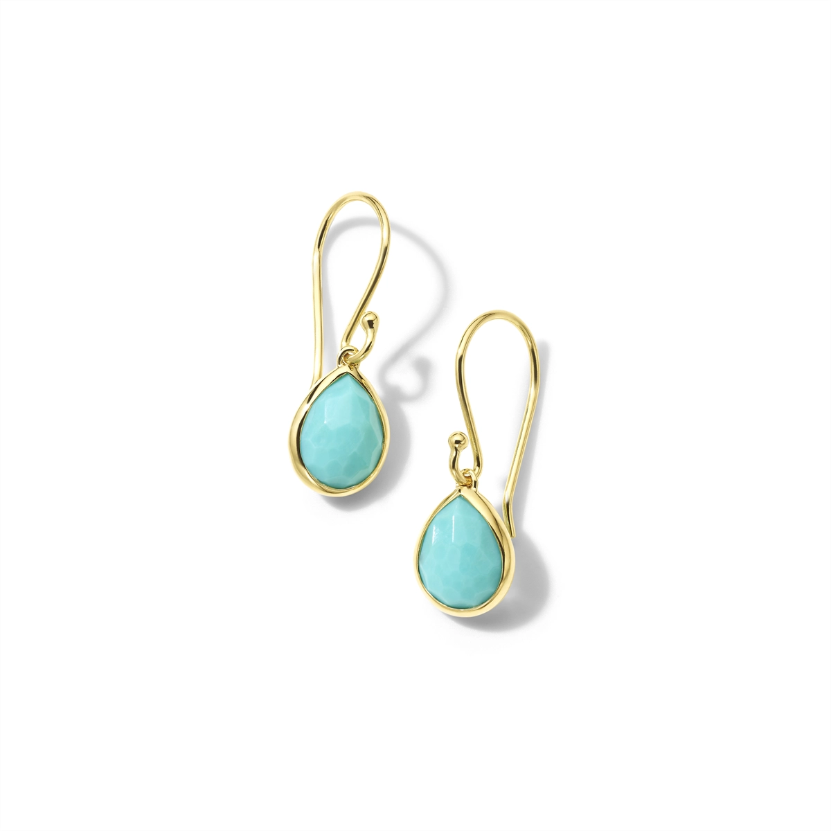 Ippolita 18K Yellow Gold Rock Candy Teeny Teardrop Earrings in Turquoise