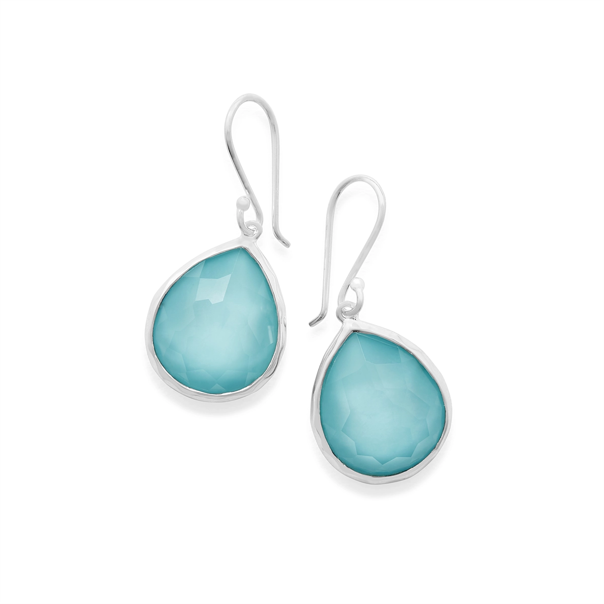 Ippolita Sterling Rock Candy Teardrop Earrings in Clear Quartz & Turquoise Doublet