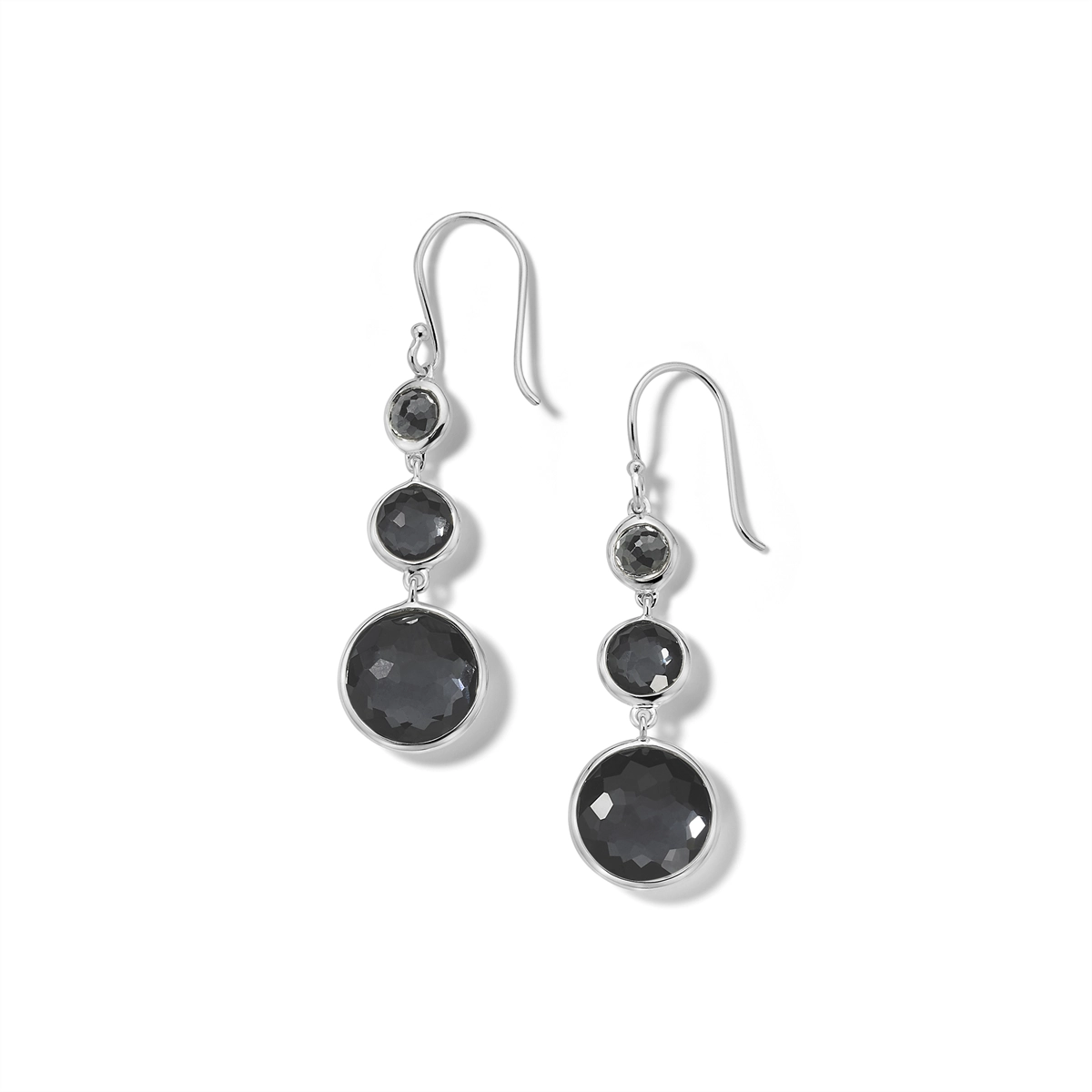 Ippolita Sterling Silver Lollipop Lollitini 3-Stone Drop Earrings in Hematite Doublets & Hematite