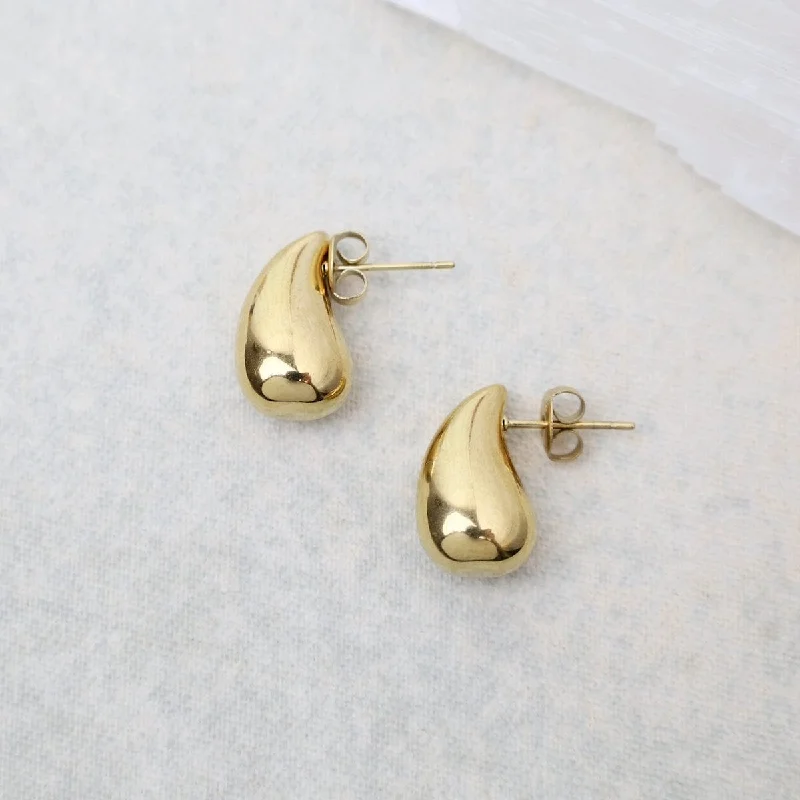 Water Droplet Sud Earrings in Gold Plated Stainless Steel