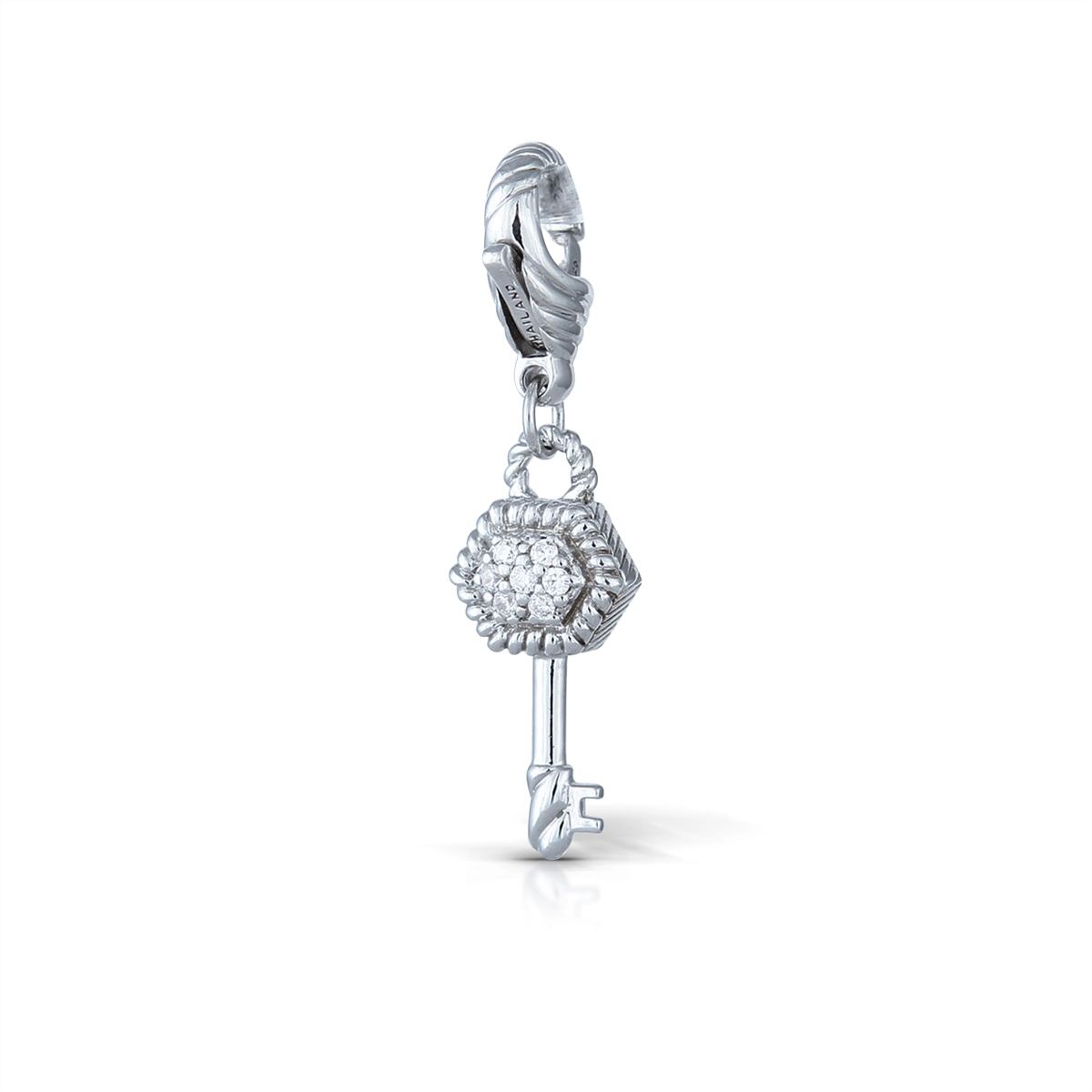 Judith Ripka Sterling Silver CZ Hexagon Key Charm (Estate - Estimated Retail When New $69)