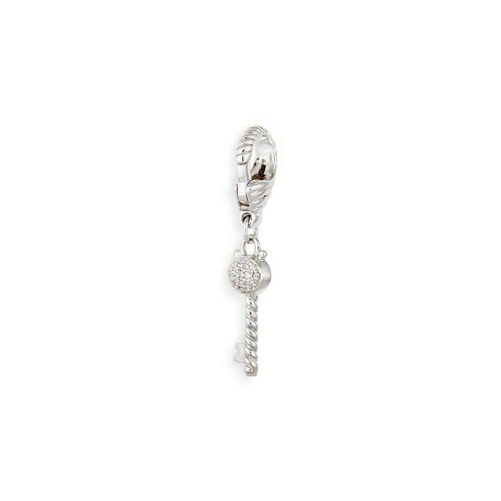 Judith Ripka Sterling Silver CZ Oval Key Charm (Estate - Estimated Retail When New $69)