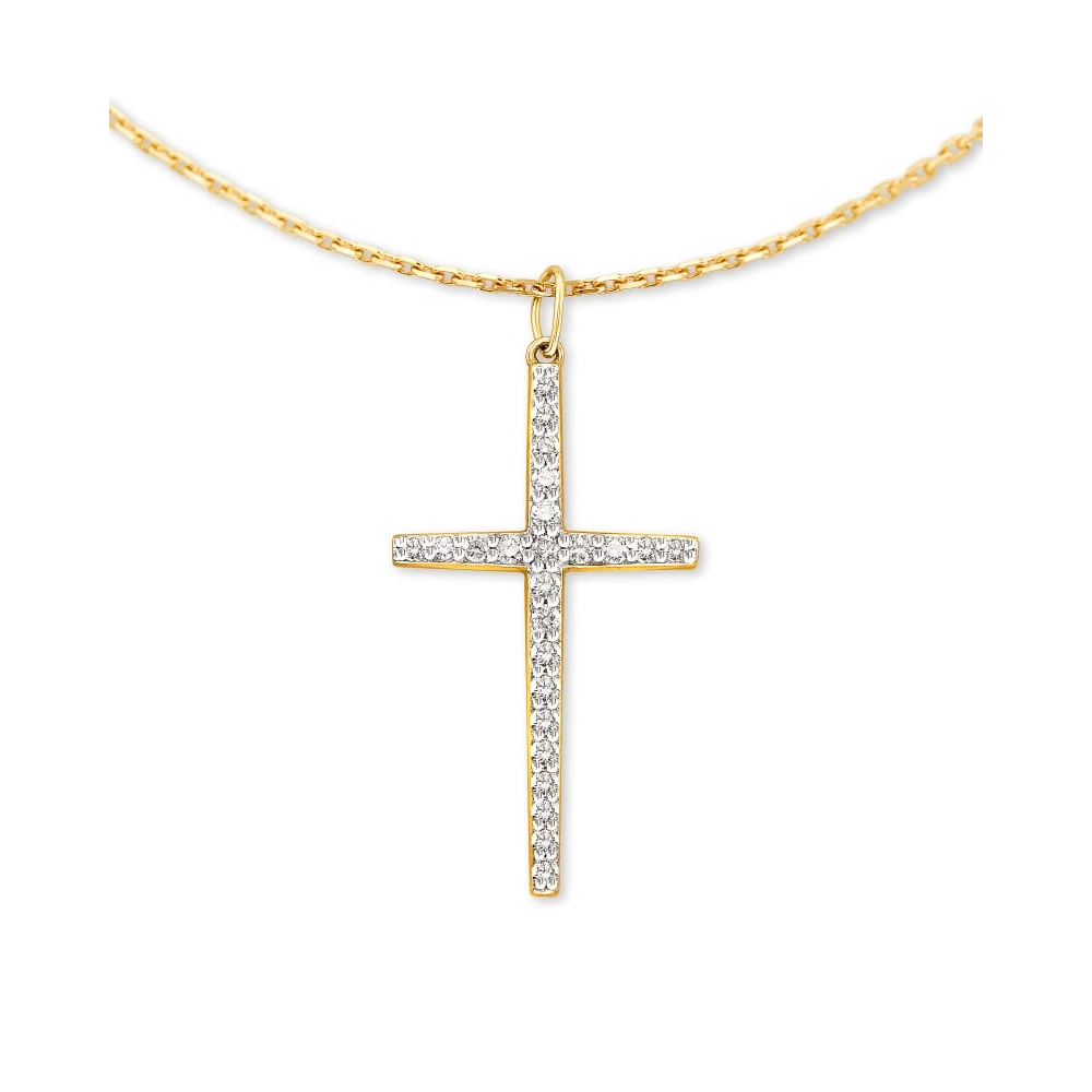 Kendra Scott 14K Yellow Gold Large Cross Diamond Pendant Necklace