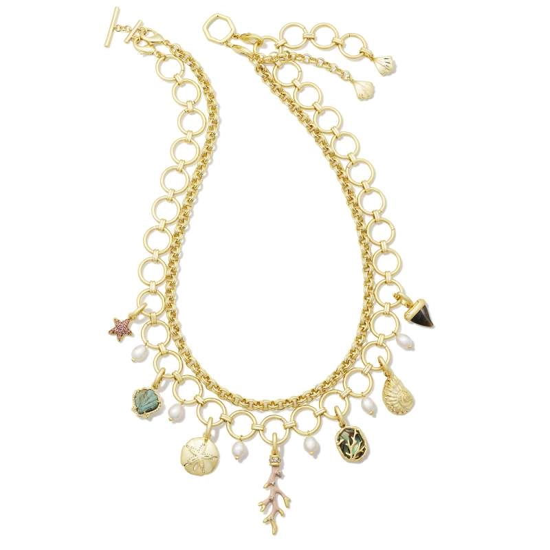 Kendra Scott Brynne Shell Charm Multi-mix Necklace in Gold