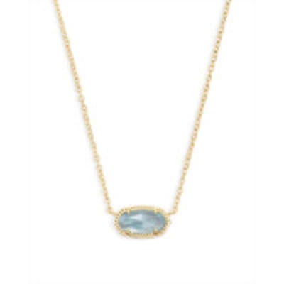 Kendra Scott Elisa Pendant Necklace in Gold with Light Blue Illusion