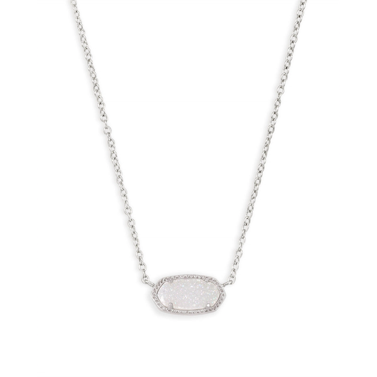 Kendra Scott Elisa Pendant Necklace in Silver with Iridescent Drusy